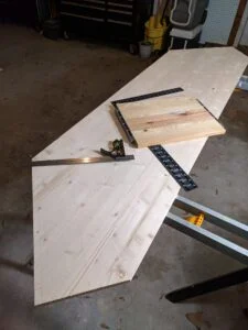 Desktop front shelf cut to shape.