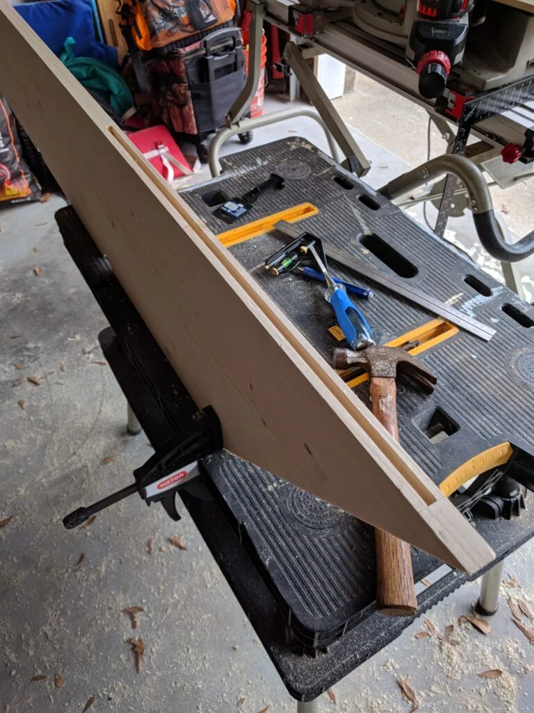 Monitor center shelf mortise detail