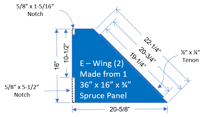 Monitor shelf wing drawign with dimensions