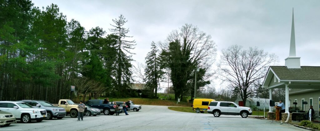 Mt. Freedom Baptist Church Gathered for Worship in the Church Building Parking Lot