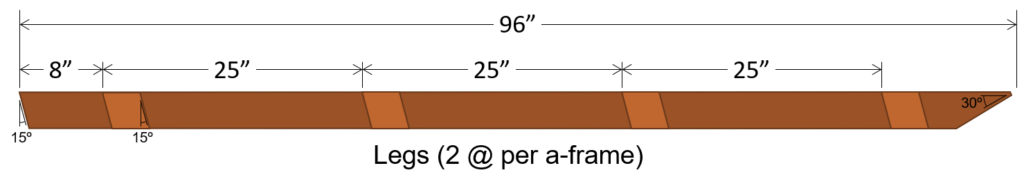 A-frame leg dimensions.
