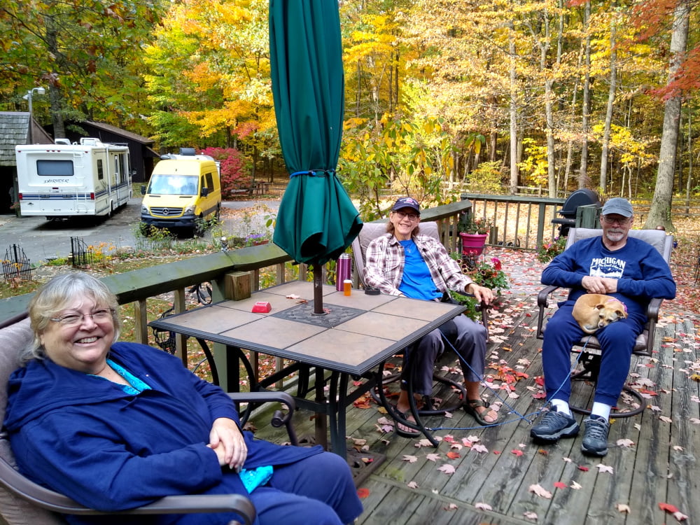 Chatting on John and Brenda's Deck