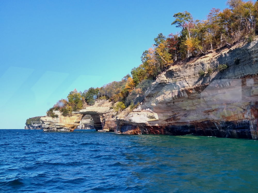 Lovers' Leap Arch with Indian Head Rock in the Distance