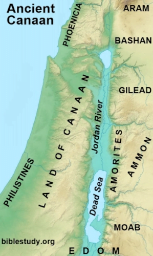 Map of the regions of ancient Canaan.