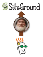GoDaddy logo to SiteGround logo with arrow behind The Surly Curmudgeon logo