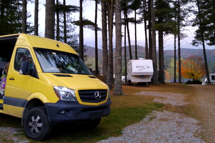 Van parked at Miller's Campground