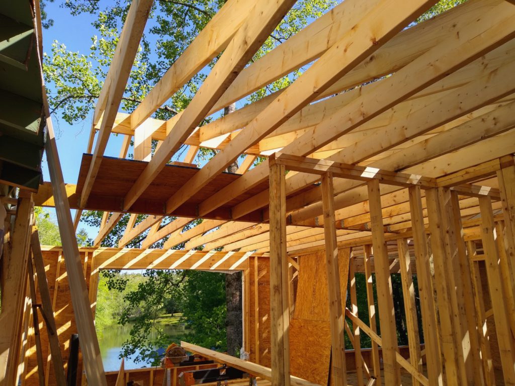 Rafters and joists above studio