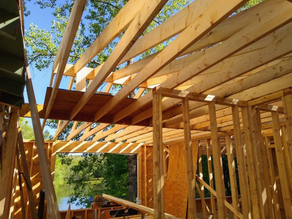Rafters and joists above studio