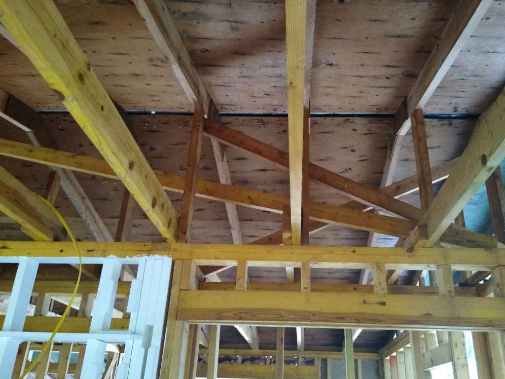 New ridge support framing above bedroom