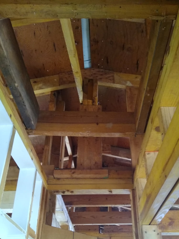 Rear house ridge support framing