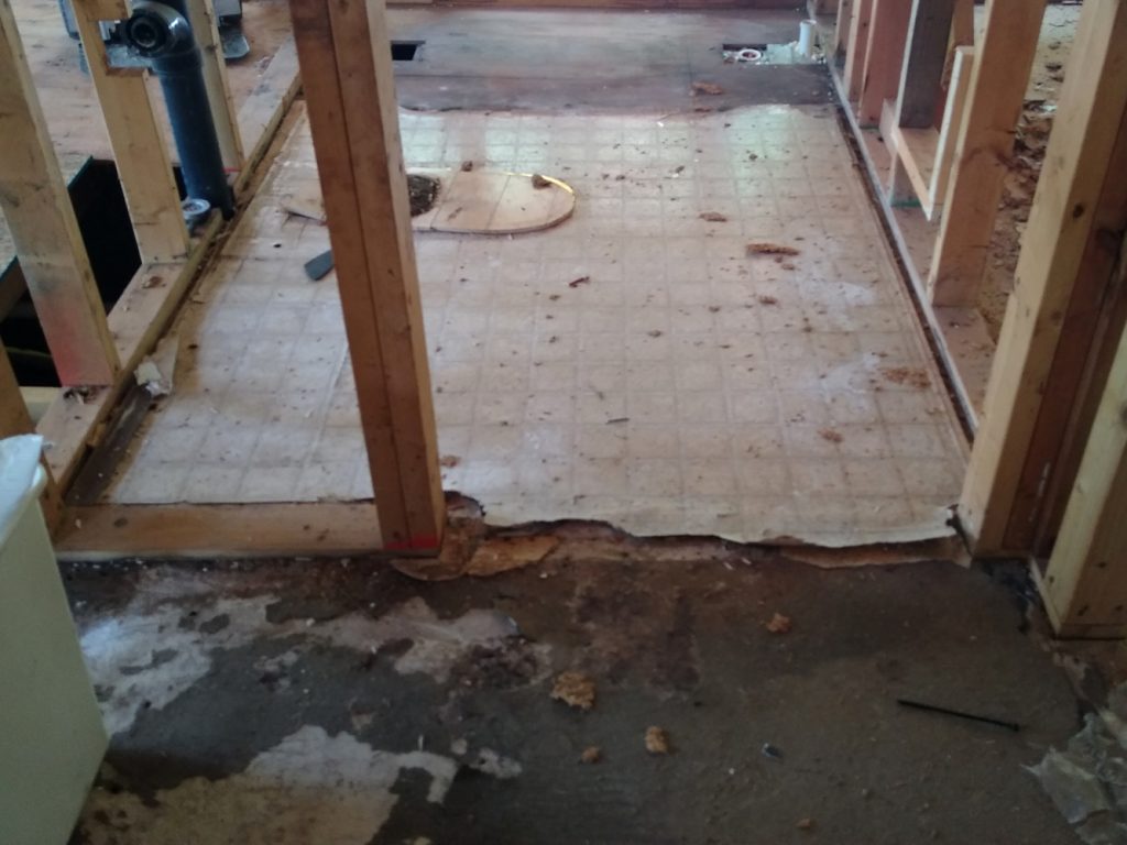 Bathroom floor before demolition