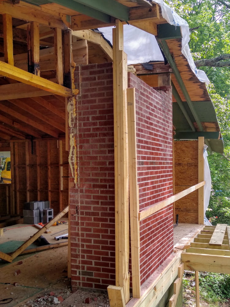 Chimney demolition view from front deck