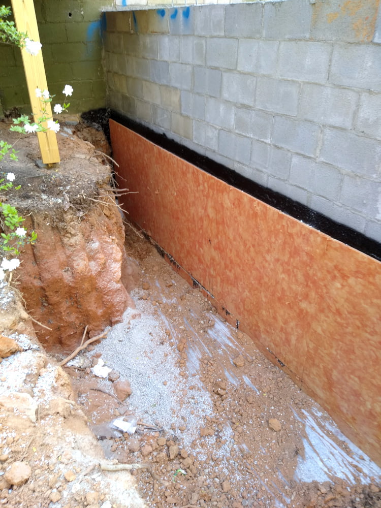 Basement wall waterproofing - soutwest corner